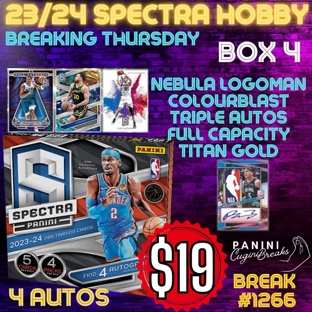 BREAK #1366- PRE-RELEASE PRICES!! BOX 4!! $19 TEAMS!! 23/24 SPECTRA HOBBY!! PICK YOUR TEAMS!! LOGOMAN CHASE!!