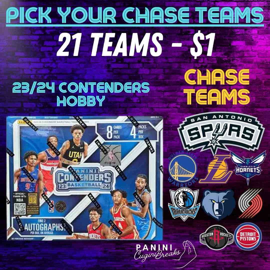 BREAK #1394- 23/24 CONTENDERS HOBBY!! PICK YOUR CHASE TEAM!! 21 TEAMS - $1!!