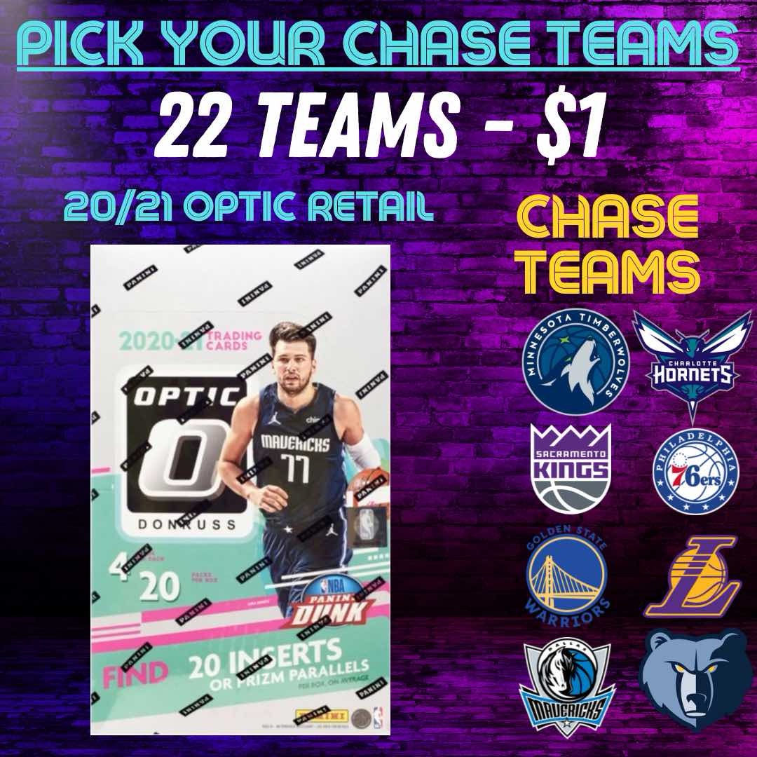 BREAK 1403 - 20/21 OPTIC RETAIL!! PICK YOUR CHASE TEAM!! 22 TEAMS - $1!!